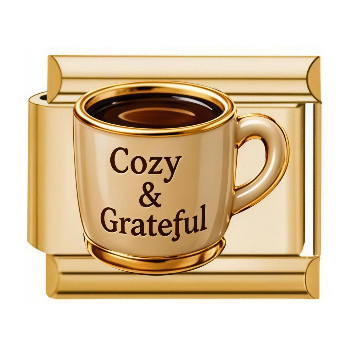 Cozy and Grateful Mug Italian charm in gold - Barcelona souvenir