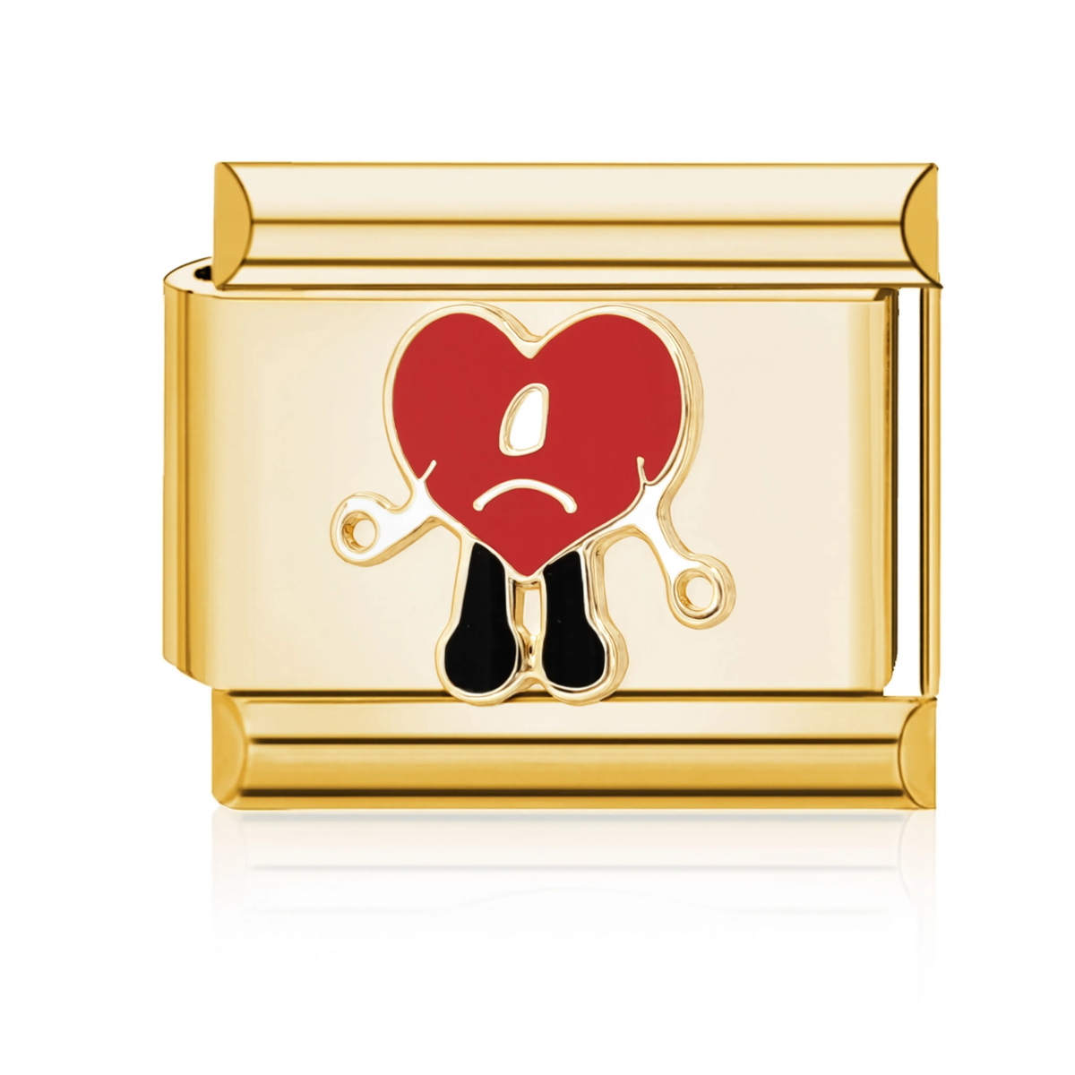 Sad Heart Italian Charm - Gold