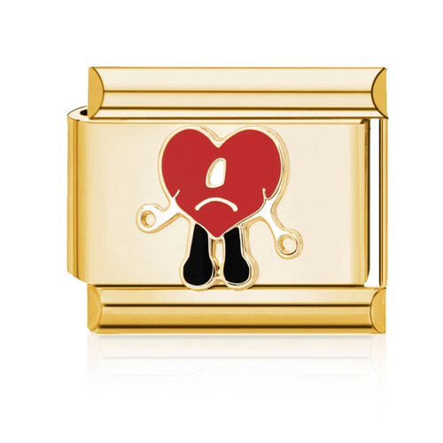 Sad Heart Italian Charm - Gold