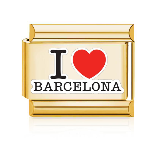 I Love Barcelona Italian Charm - Gold