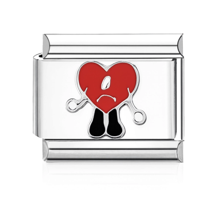 Sad Heart Italian Charm - Silver