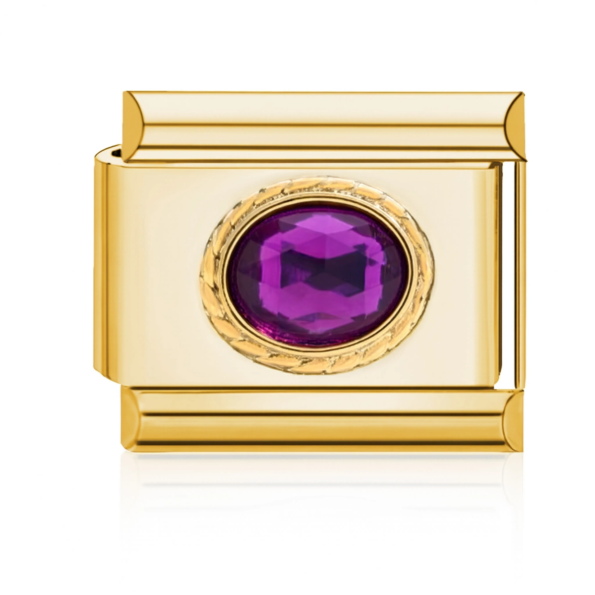 Purple Gem Oval Italian Charm - Gold