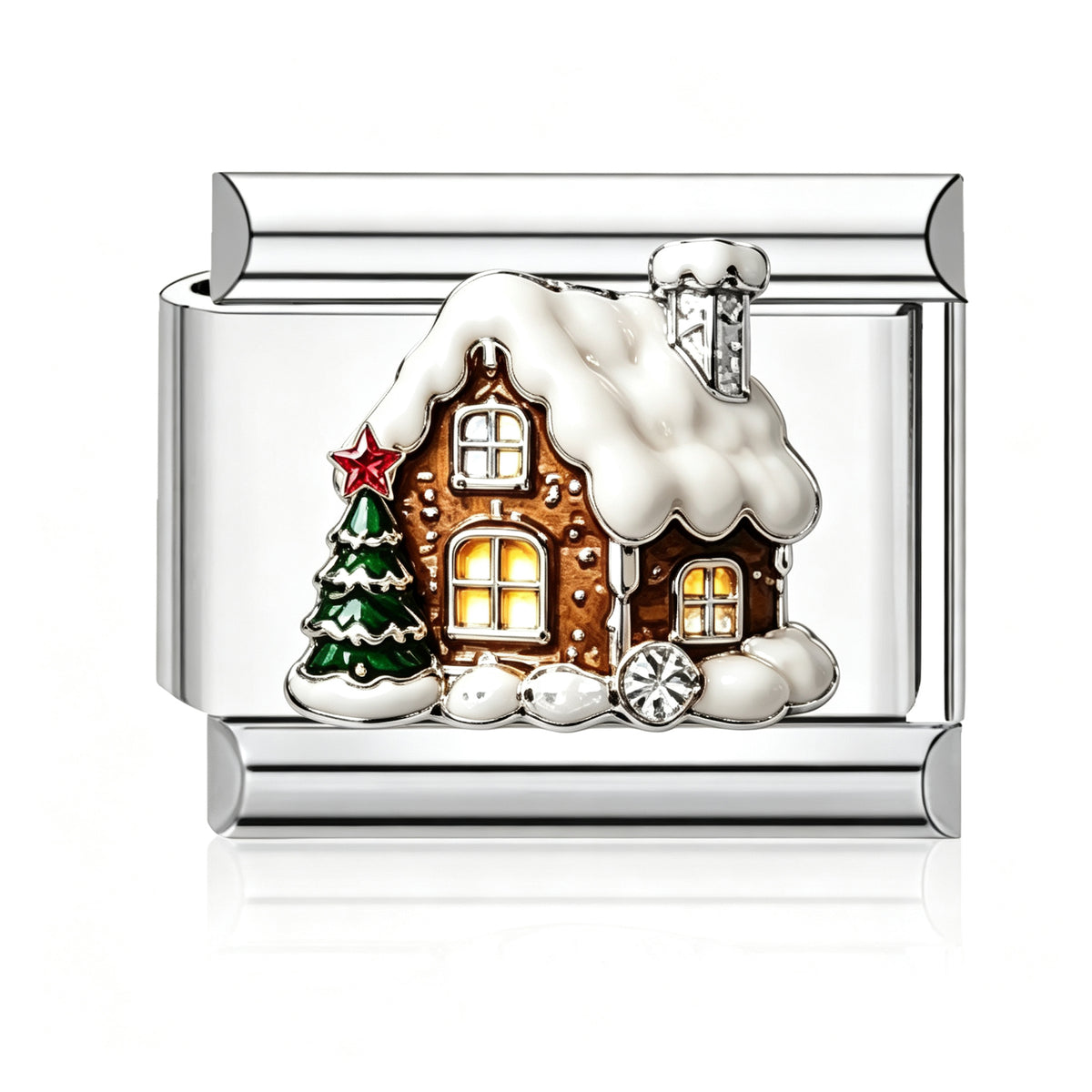 Gingerbread House Italian charm in silver - Barcelona souvenir