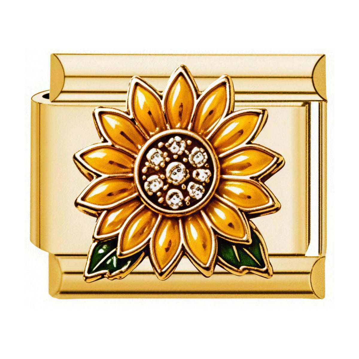 Crystal Sunflower Italian charm in gold - Barcelona souvenir