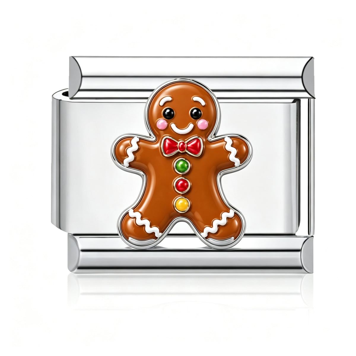 Gingerbread Man Italian charm in silver - Barcelona souvenir