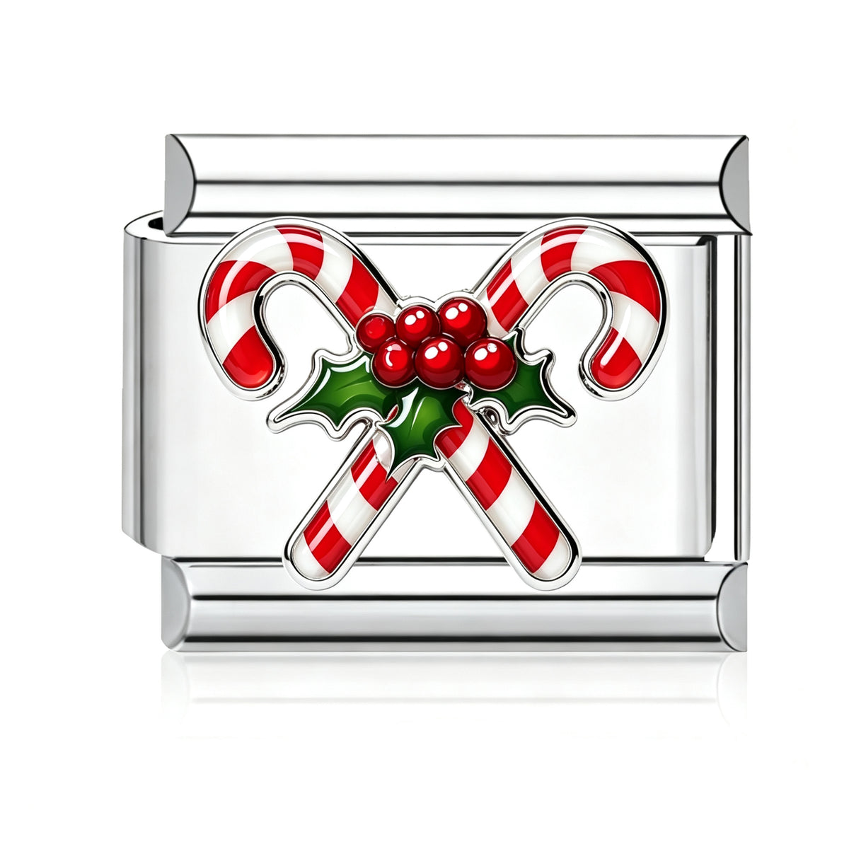 Candy Canes Italian charm in silver - Barcelona souvenir