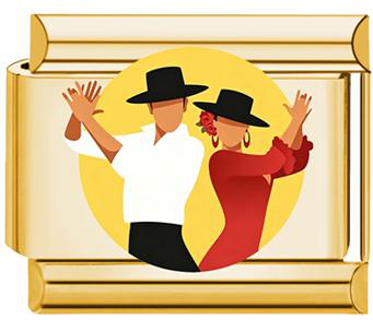 Flamenco Dancers Italian Charm - Gold