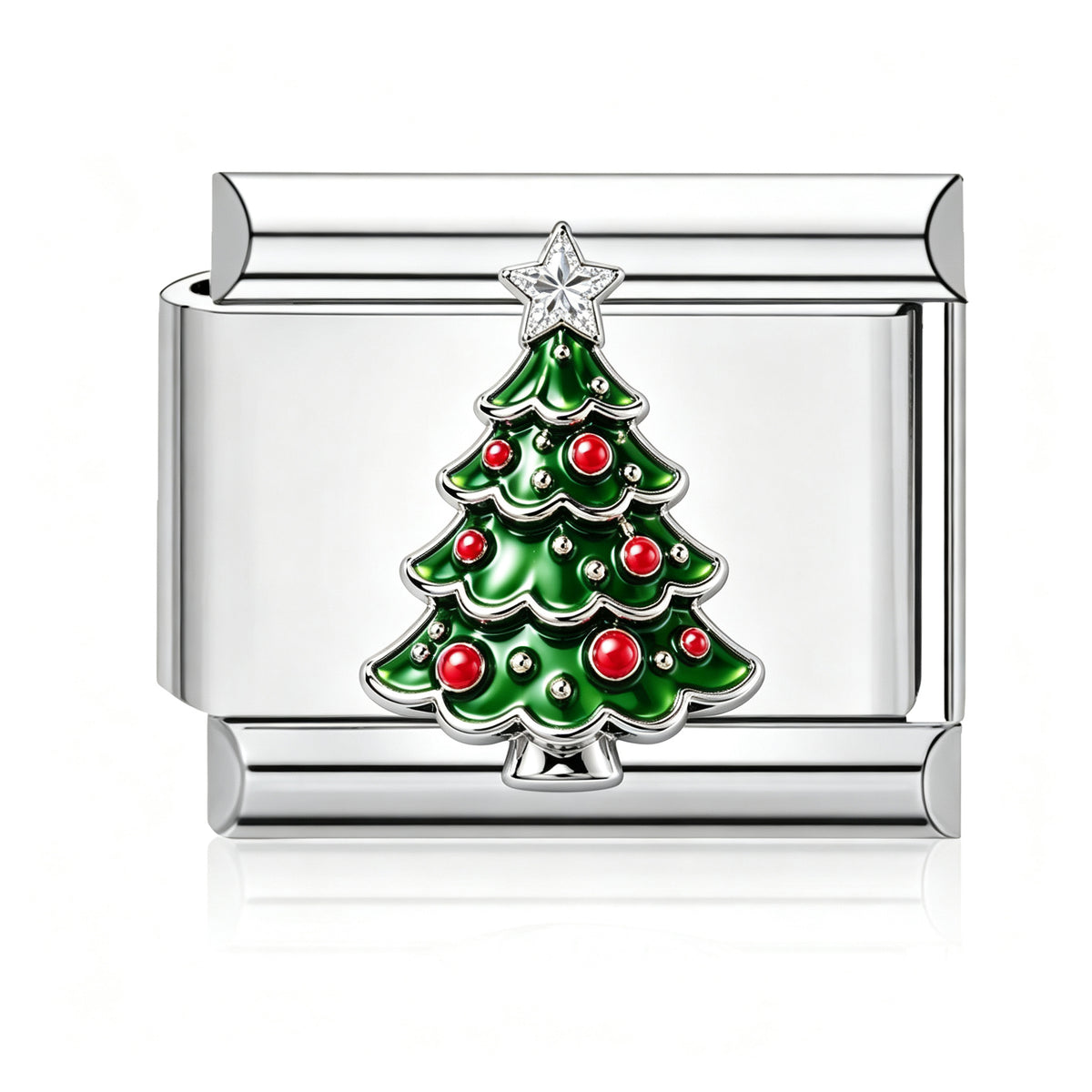 Christmas Tree Italian charm in silver - Barcelona souvenir