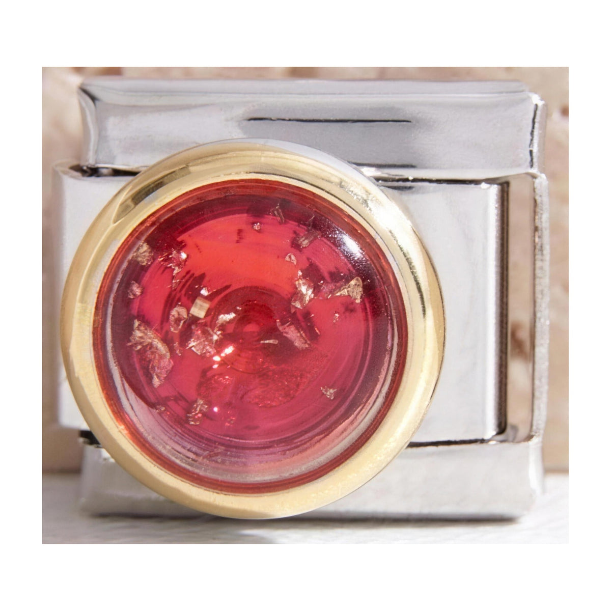 Red Foil Dome Italian charm in silver - Barcelona souvenir