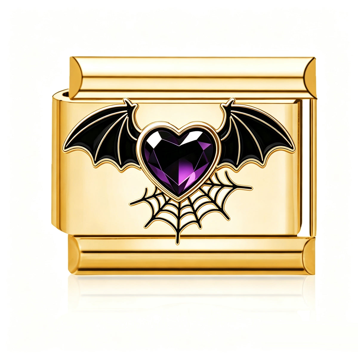 Bat Heart Italian charm in gold - Barcelona souvenir
