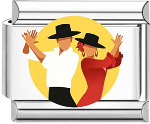 Flamenco Dancers Italian Charm - Silver