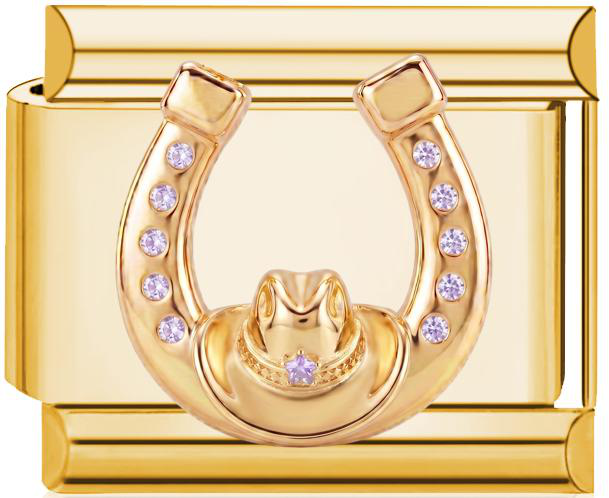 Horseshoe Horse & Star Italian Charm Gold (Style B)