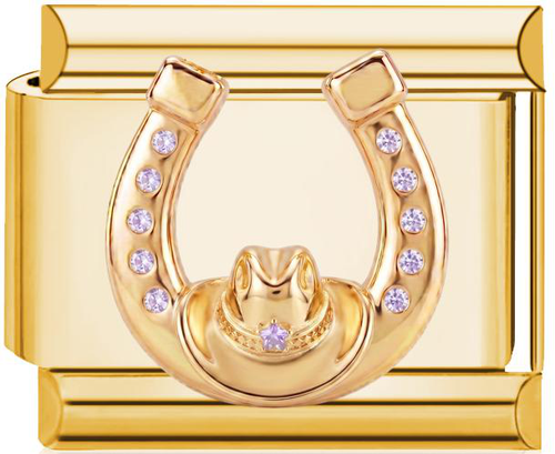 Horseshoe Horse & Star Italian Charm Gold (Style B)