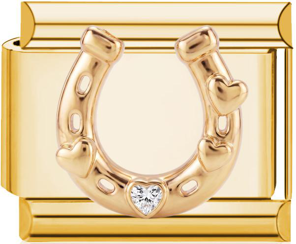 Horseshoe Heart Italian Charm Gold (Plain)