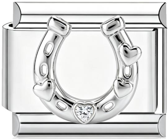 Horseshoe Heart Italian Charm Silver (Plain)