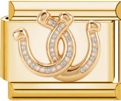 Horseshoe Pave Diamond Italian Charm Gold