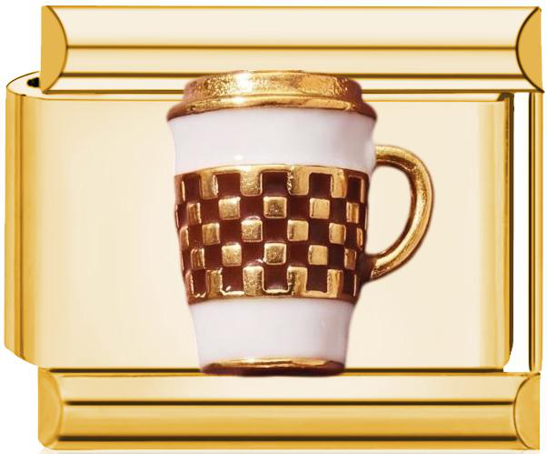 Mug Checkered Italian Charm Gold