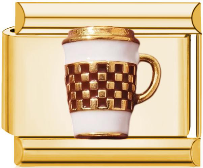 Mug Checkered Italian Charm Gold