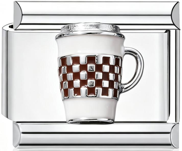 Mug Checkered Italian Charm Silver
