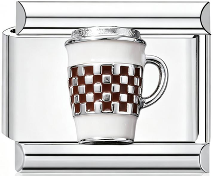 Mug Checkered Italian Charm Silver