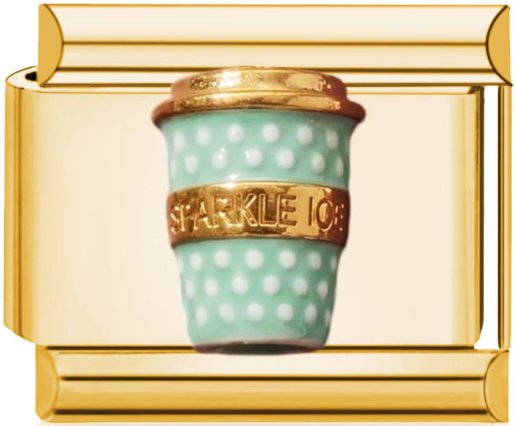 Cup Polka Dot Teal Italian Charm Gold