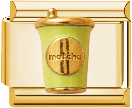 Tumbler Matcha Green Italian Charm Gold