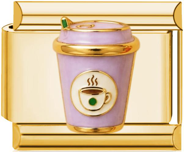 Purple Gem Cup Italian Charm Gold