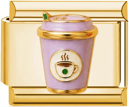 Purple Gem Cup Italian Charm Gold