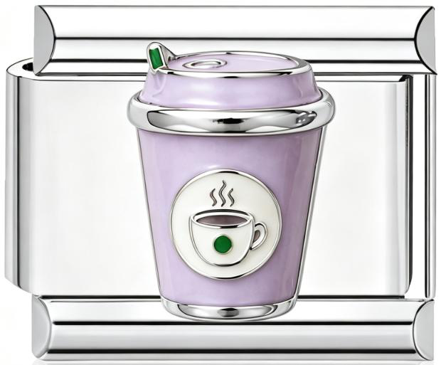 Purple Gem Cup Italian Charm Silver