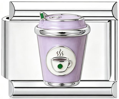 Purple Gem Cup Italian Charm Silver