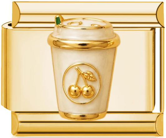 Coffee Cup Italian Charm Gold (Style A)