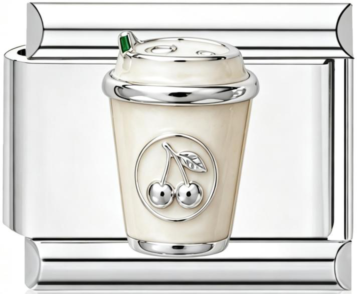 Coffee Cup Italian Charm Silver (Style A)