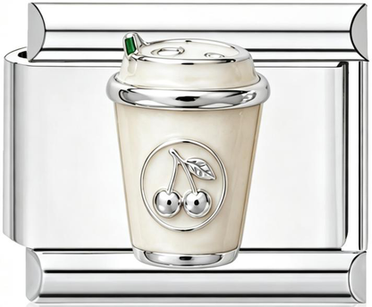 Coffee Cup Italian Charm Silver (Style A)