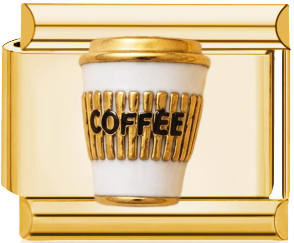 Coffee Ribbed Cup Italian Charm Gold (Striped)