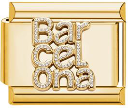 Barcelona Letters Italian Charm - Gold