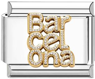 Barcelona Letters Italian Charm - Silver
