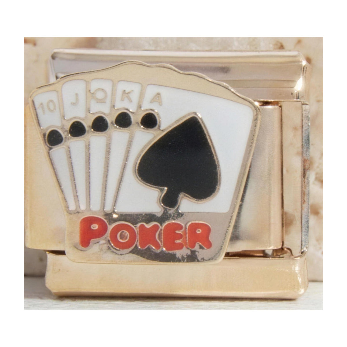 Poker Hand Italian charm in gold - Barcelona souvenir