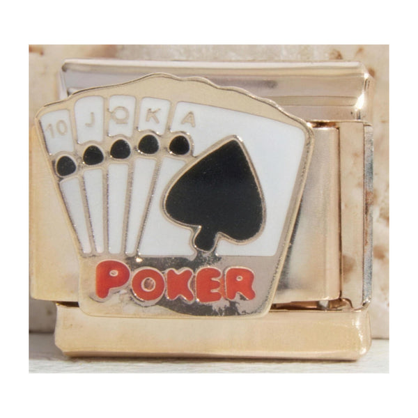 Poker Hand Italian charm in gold - Barcelona souvenir