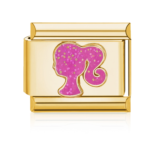Pink Barbie Italian Charm - Gold