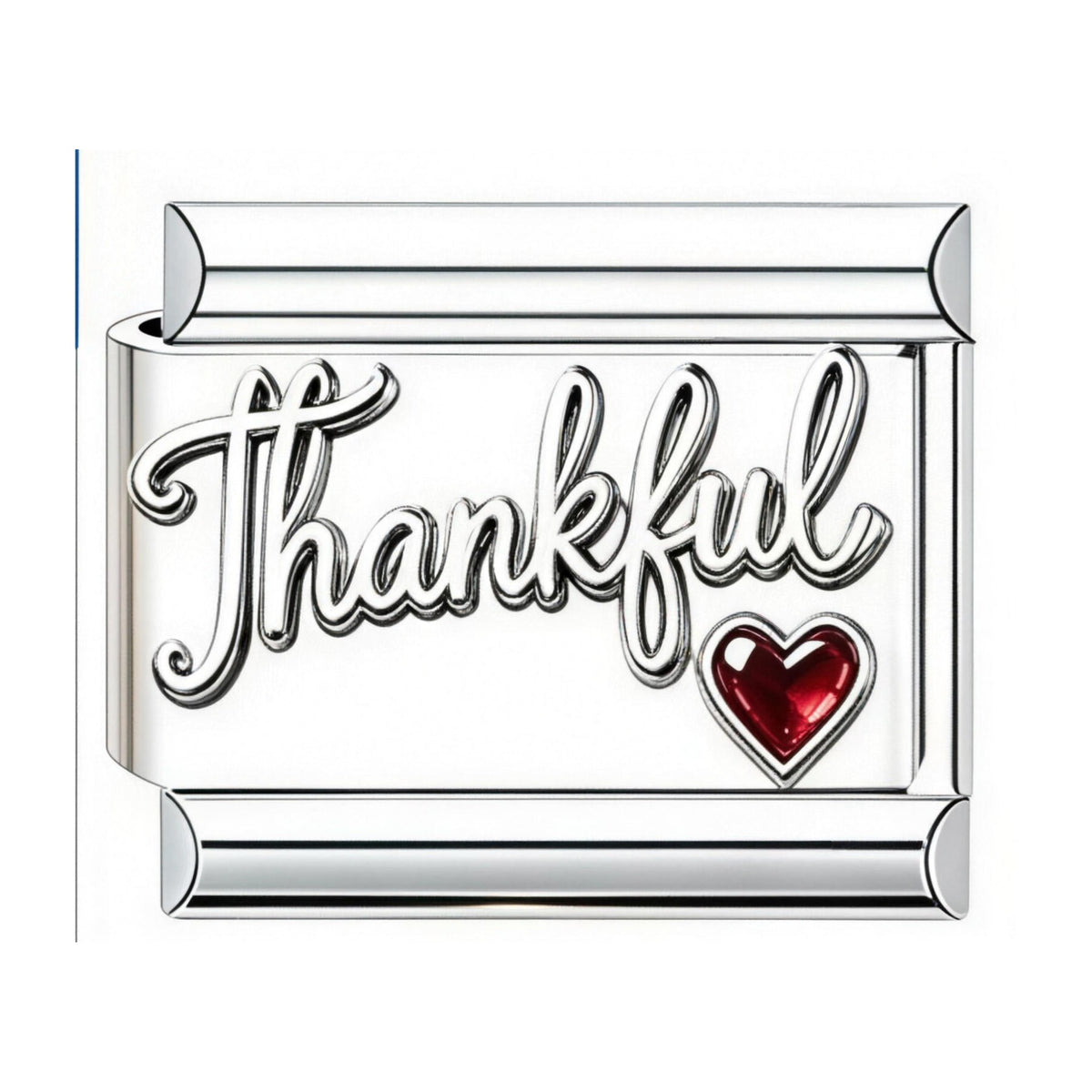 Thankful Heart Italian charm in silver - Barcelona souvenir