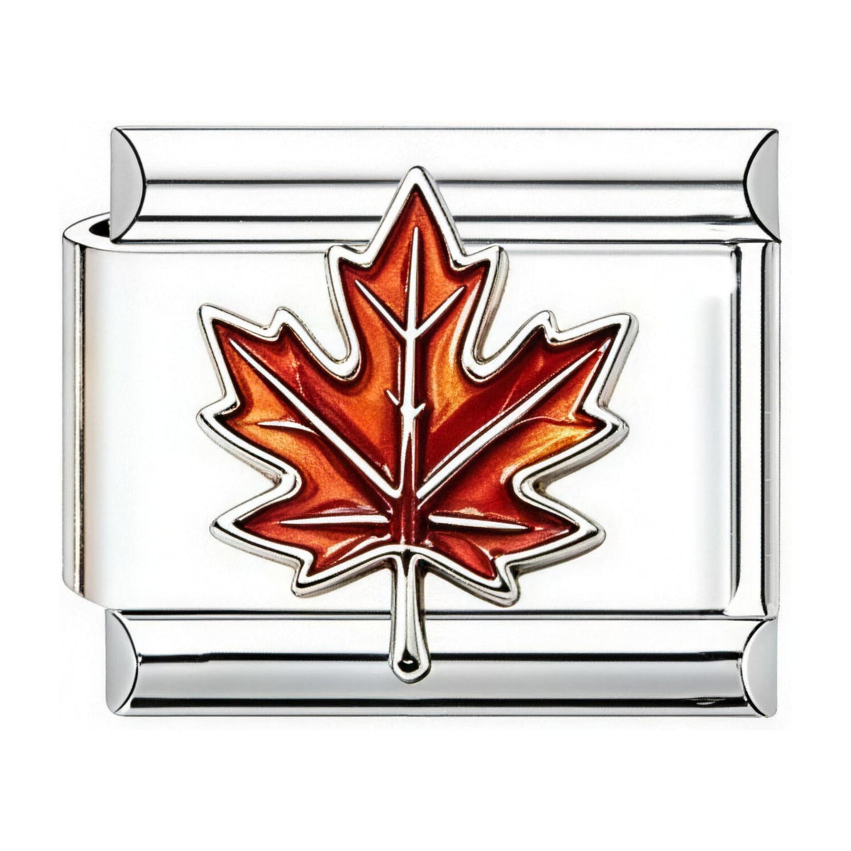 Maple Leaf Italian charm in silver - Barcelona souvenir