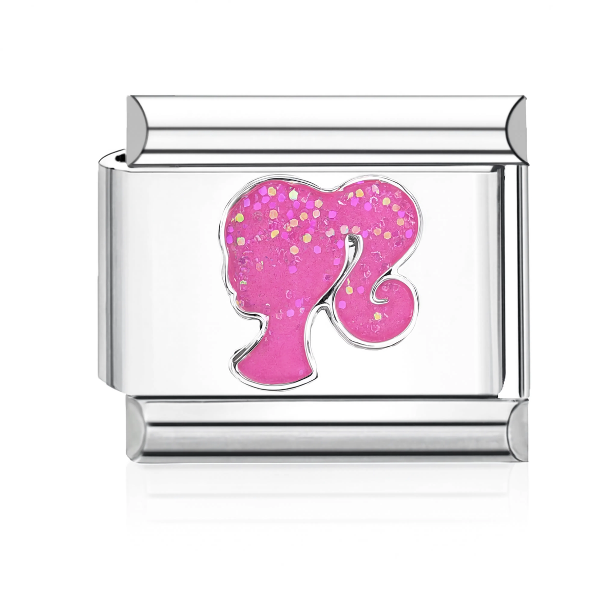 Pink Barbie Italian Charm - Silver
