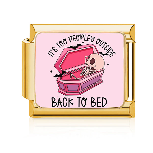 Back to Bed Coffin Italian charm in gold - Barcelona souvenir