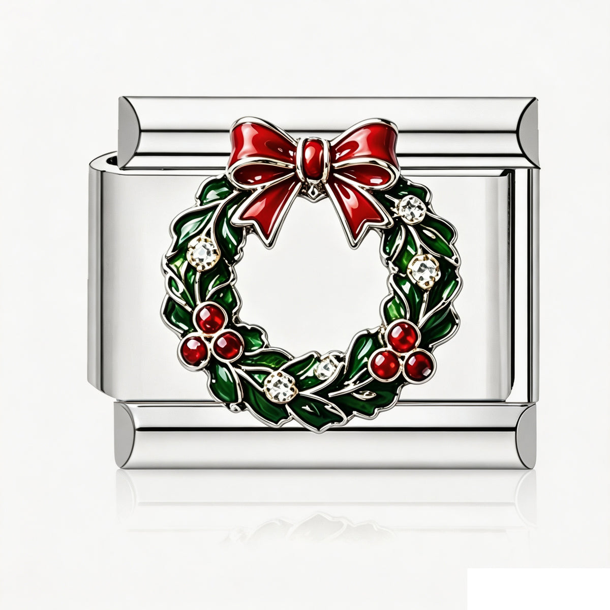 Christmas Wreath Italian charm in silver - Barcelona souvenir