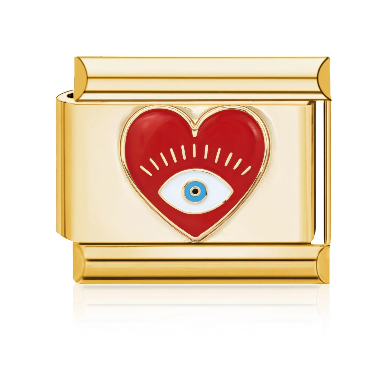 Evil Eye Heart Italian Charm - Gold