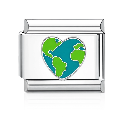 World Heart Italian Charm - Silver