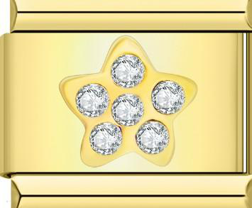 Crystal Star Italian Charm - Gold