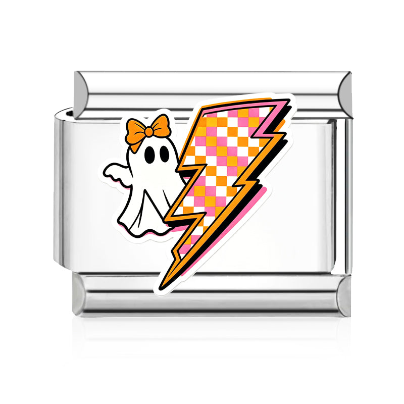 Ghost Lightning Bolt Italian charm in silver - Barcelona souvenir