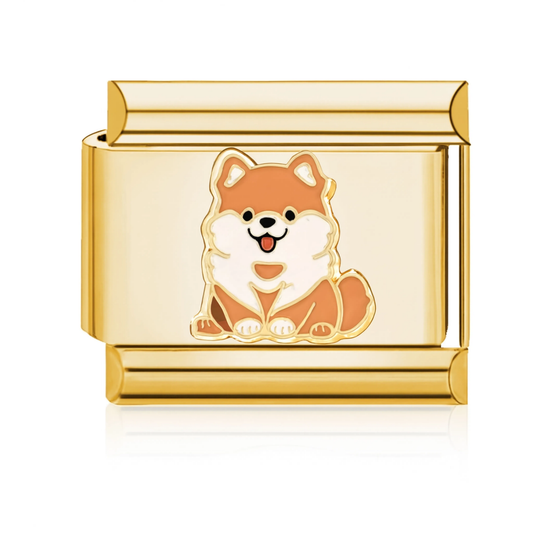 Shiba Dog Italian Charm - Gold