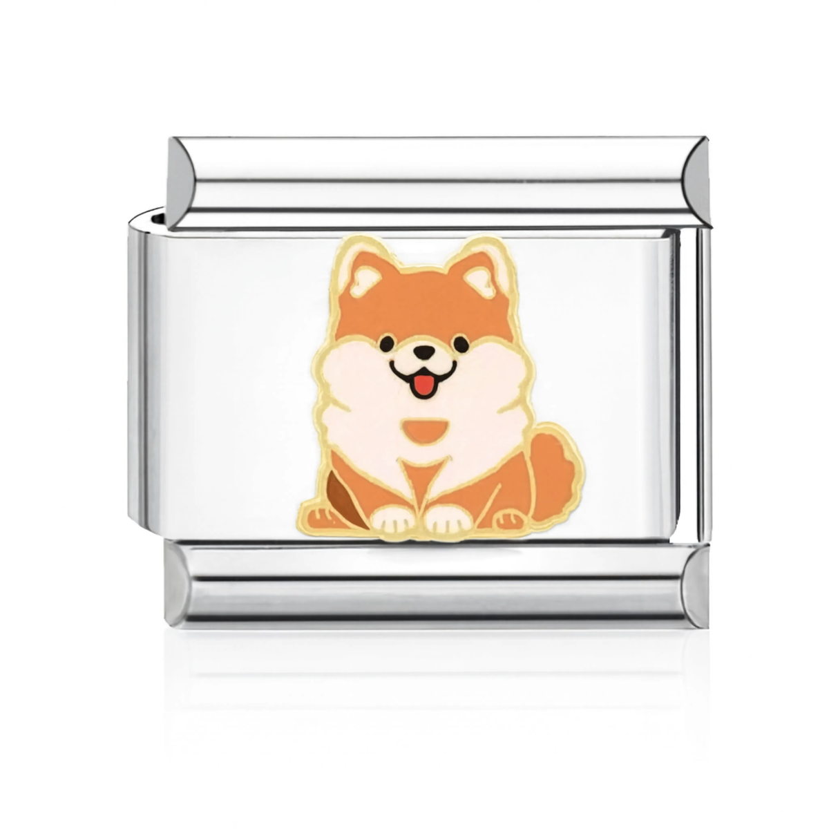 Shiba Dog Italian Charm - Silver